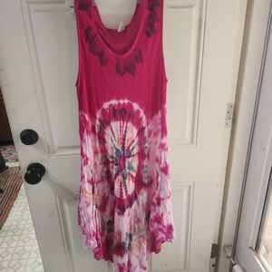 Pink Tie-Dye Sleeveless Dress